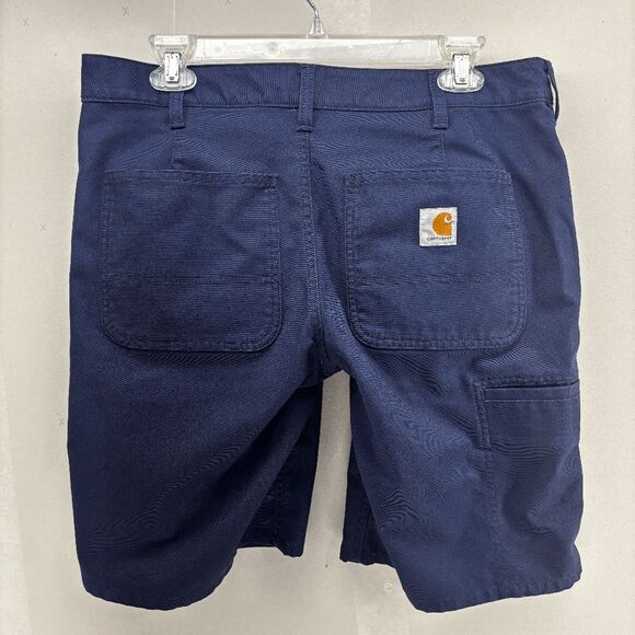 Carhartt Women's Canvas Carpenter Blue 10 Inch Inseam Shorts Size 10 34W EUC - Picture 1 of 8